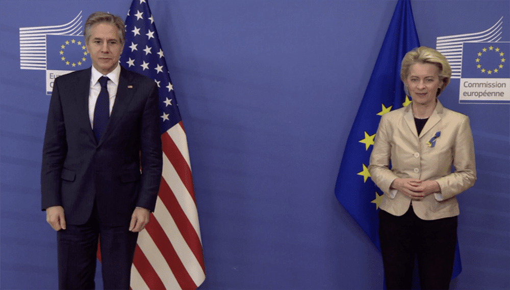 President von der Leyen with US Secretary of State Blinken - screenshot european commission 2022-03