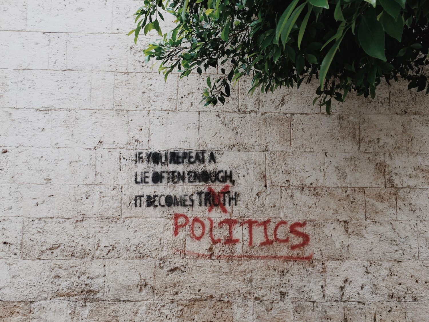 If you repeat a lie often enough it becomes truth printed wall taken at daytime