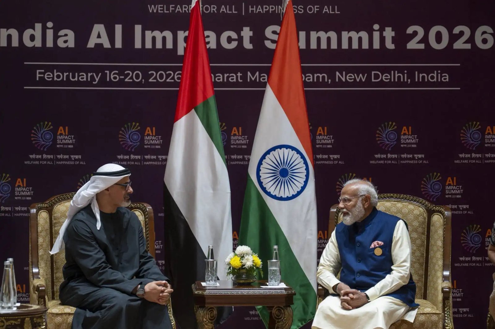 Khaled bin Mohamed bin Zayed represents UAE President at the Global Summit on the Impact of Artificial Intelligence in New Delhi