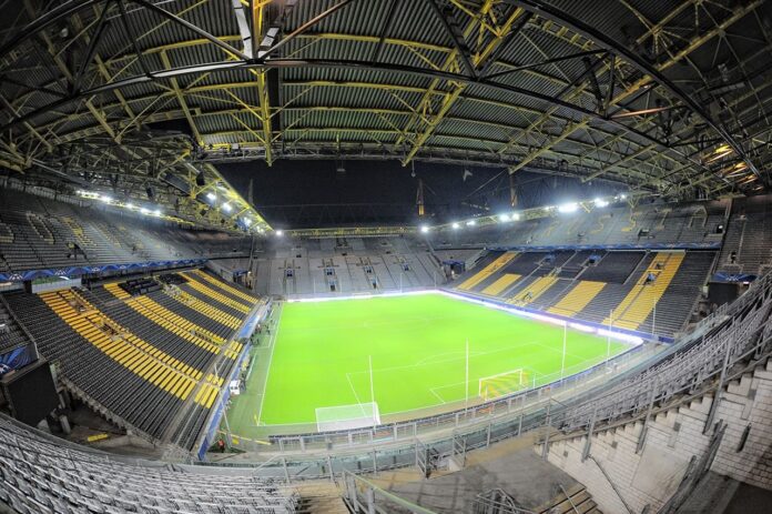 Empty interior of Signal Iduna Park, Dortmund