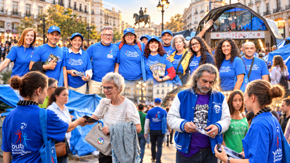 Scientology Volunteers Bring Human Rights Education to Madrid Streets Amid Housing Debate