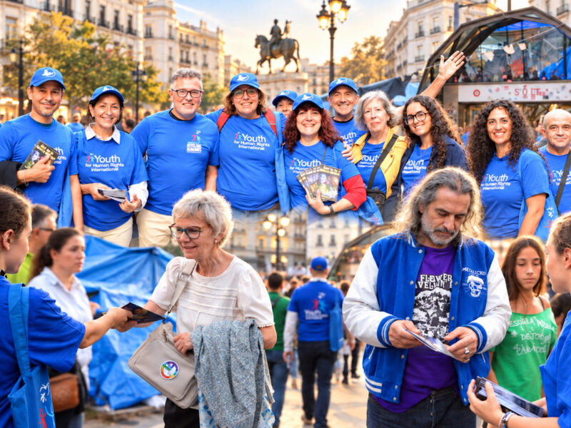 Scientology Volunteers Bring Human Rights Education to Madrid Streets Amid Housing Debate